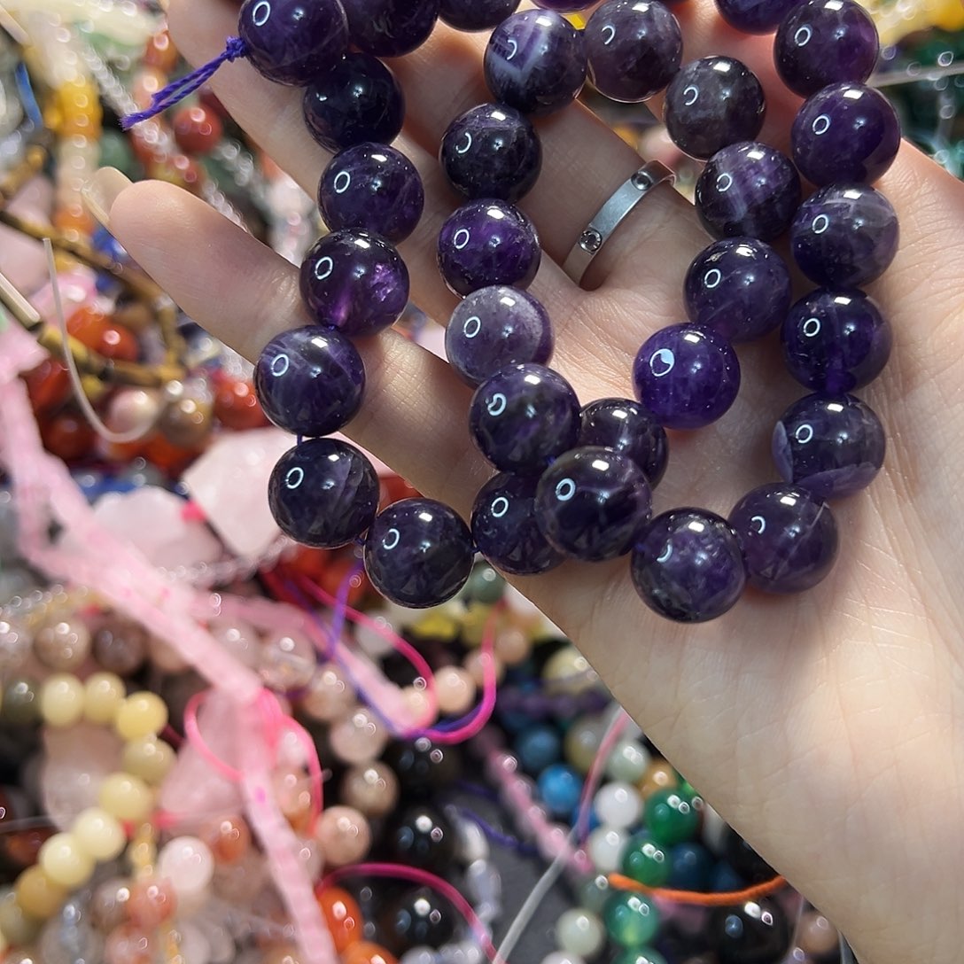 玛瑙/玉髓未镶嵌珠宝半成品紫水卡12一条