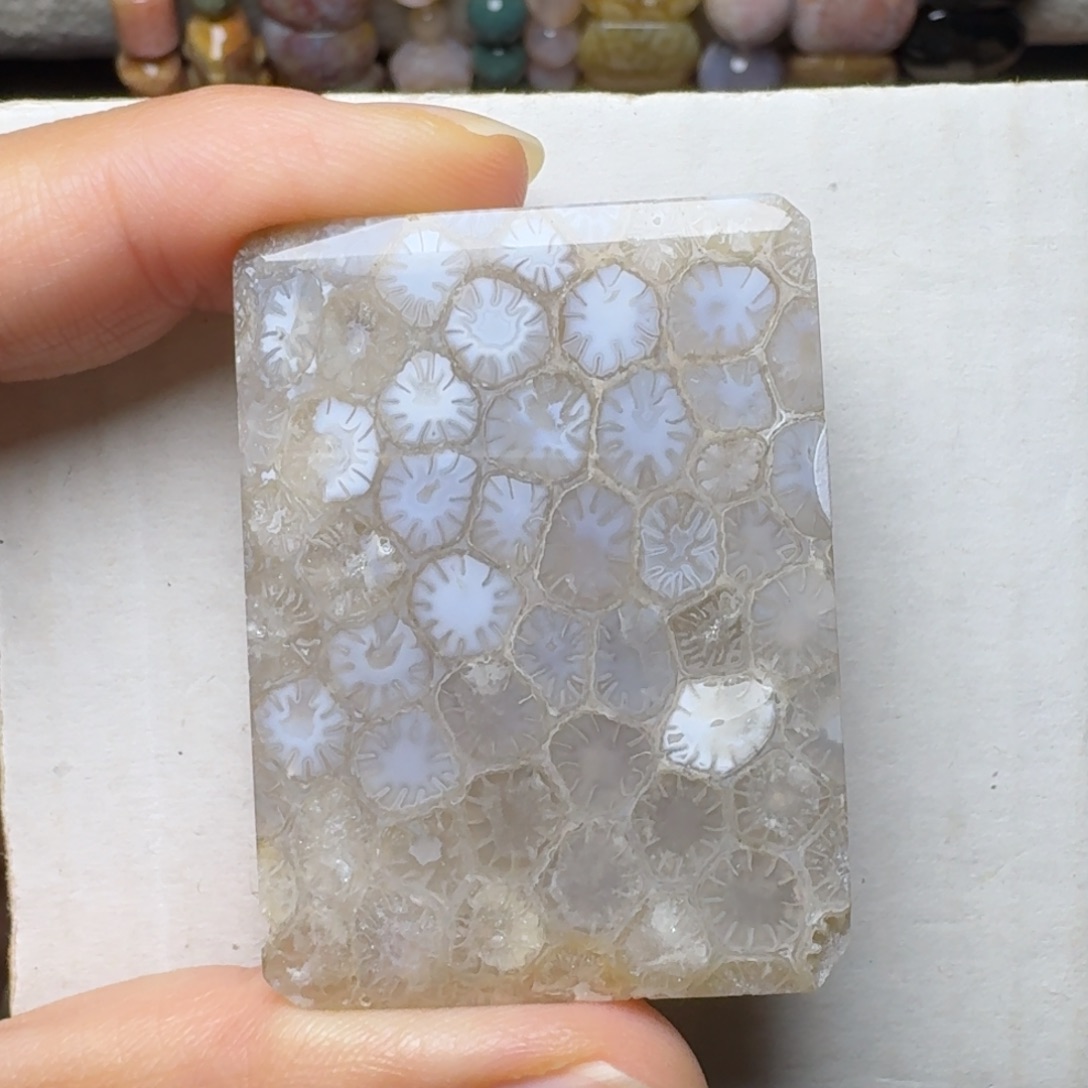 硅化玉未镶嵌有闪闪的灰蓝玻璃花