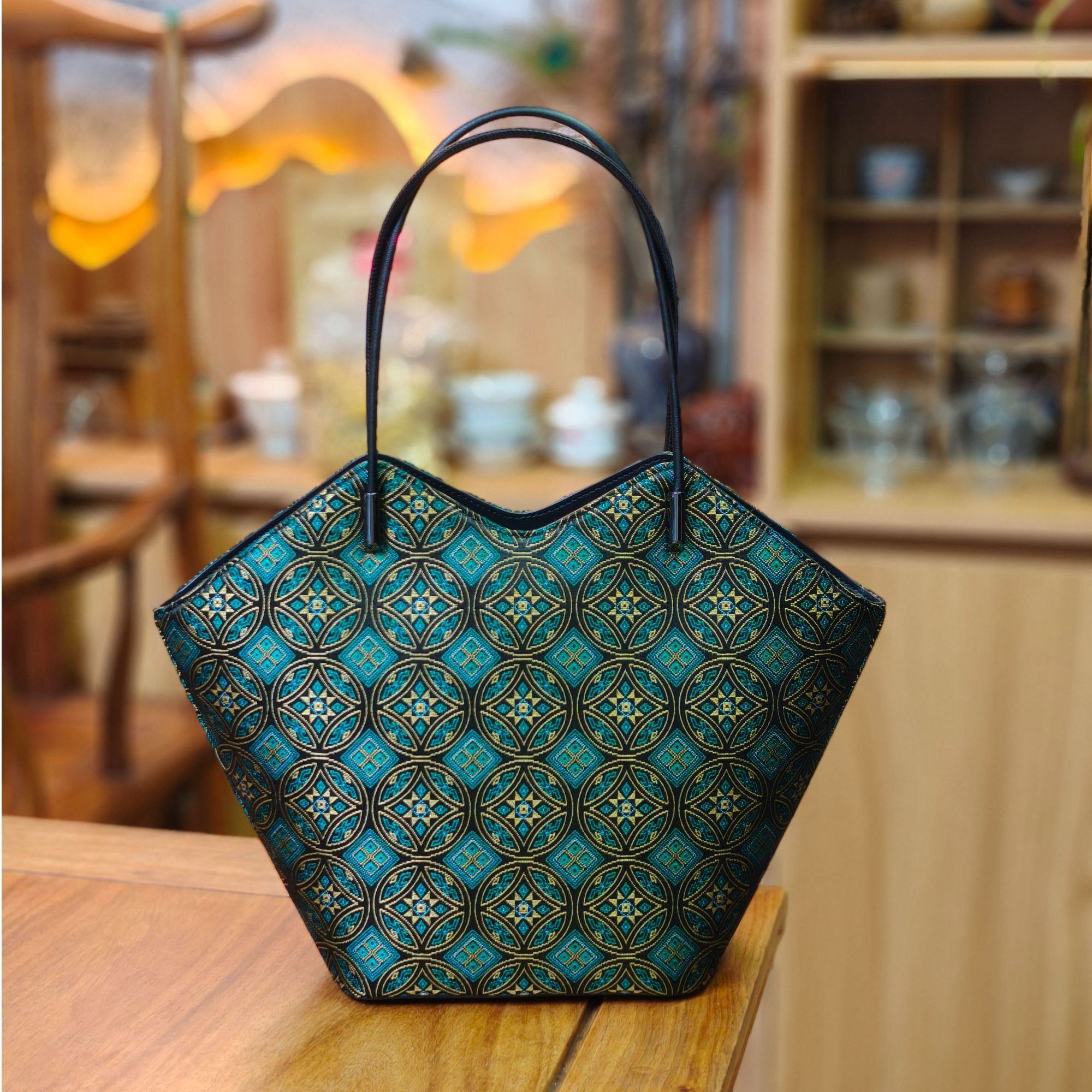 广西非遗壮锦飞燕送财纹菜篮子包包时尚百搭手拎包手提包女小众包