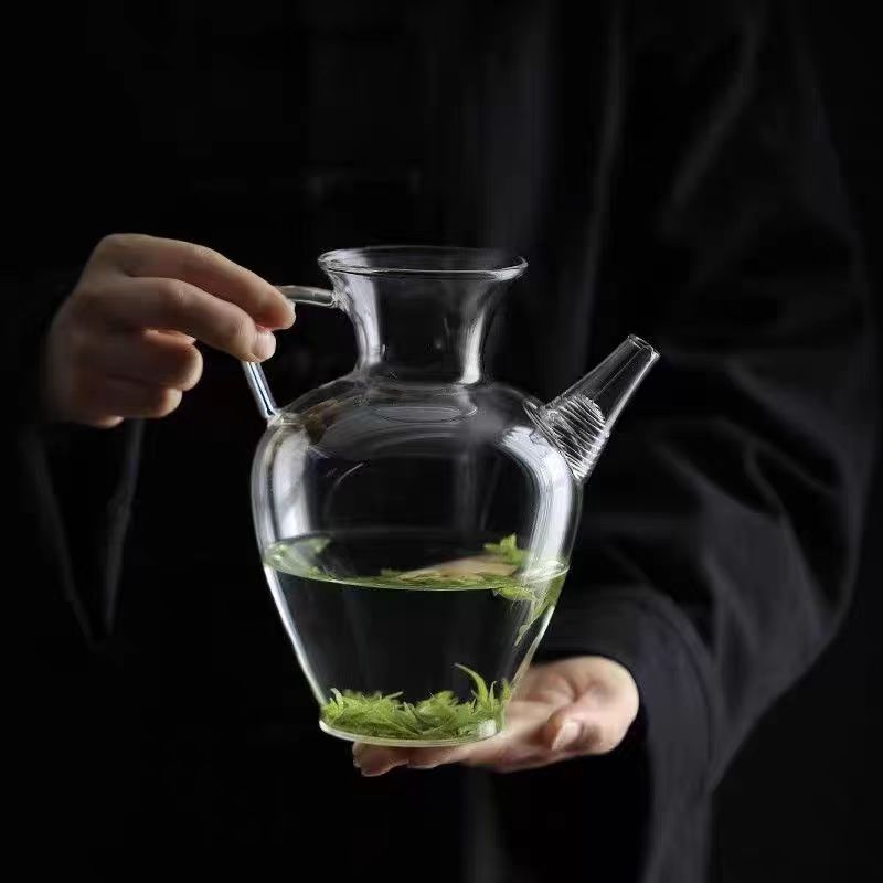 仿宋茶壶绿茶执壶耐热茶壶冷泡壶夏日冷泡瓶高硼硅玻璃醒酒壶