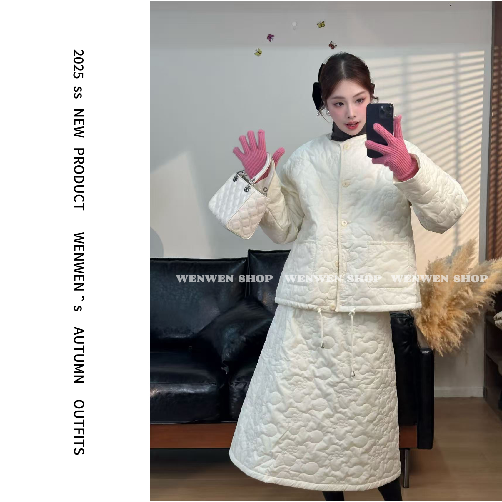 【小闻定制】冬季新款韩系设计感气质宽松显瘦绗棉纯色棉服258097