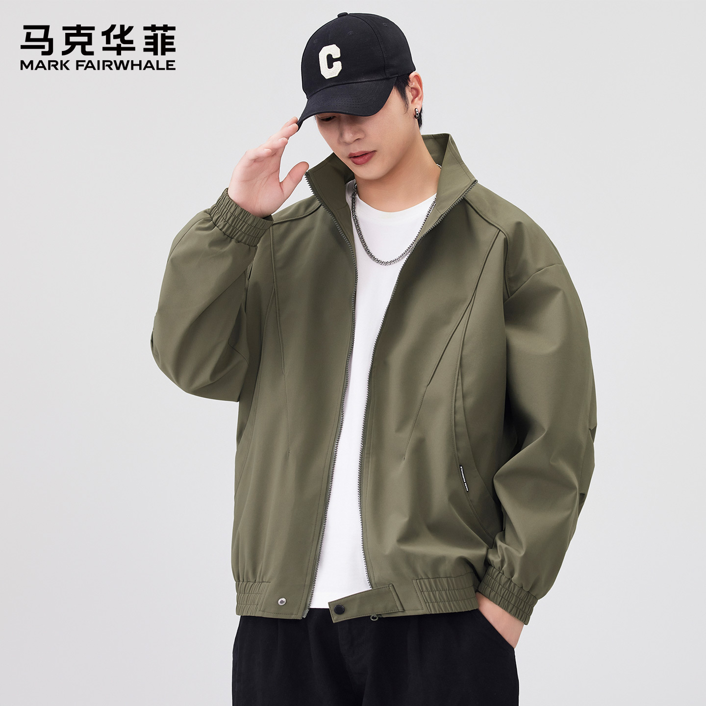 马克华菲美式工装外套夹克男春秋款潮牌棒球服翻领正肩复古休闲