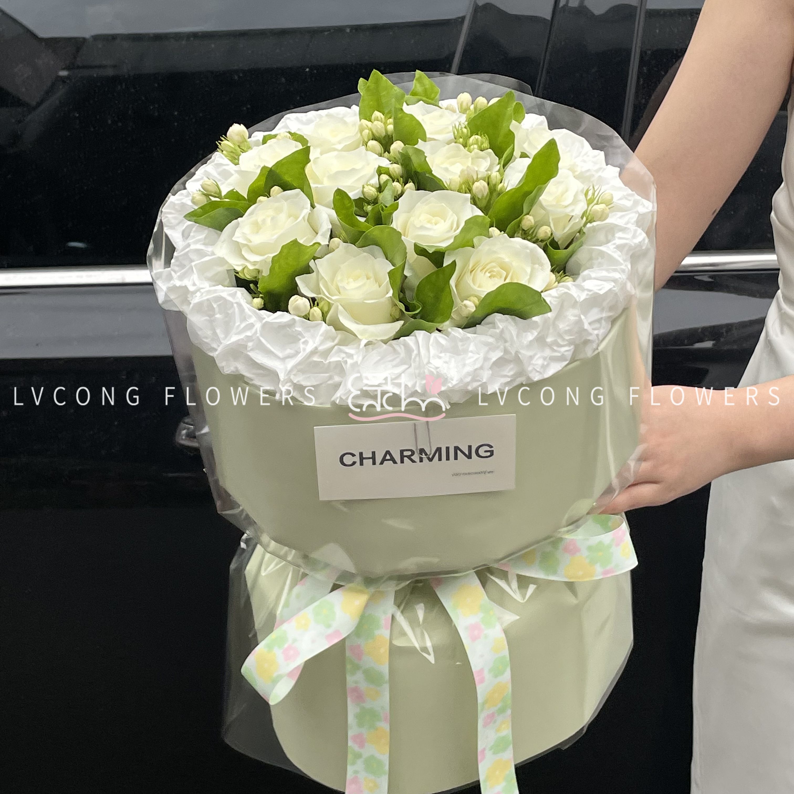 【相守莫离】 11朵白玫茉莉花束混搭花束小香风花束送朋友送爱人送对象送家人鲜花店配送