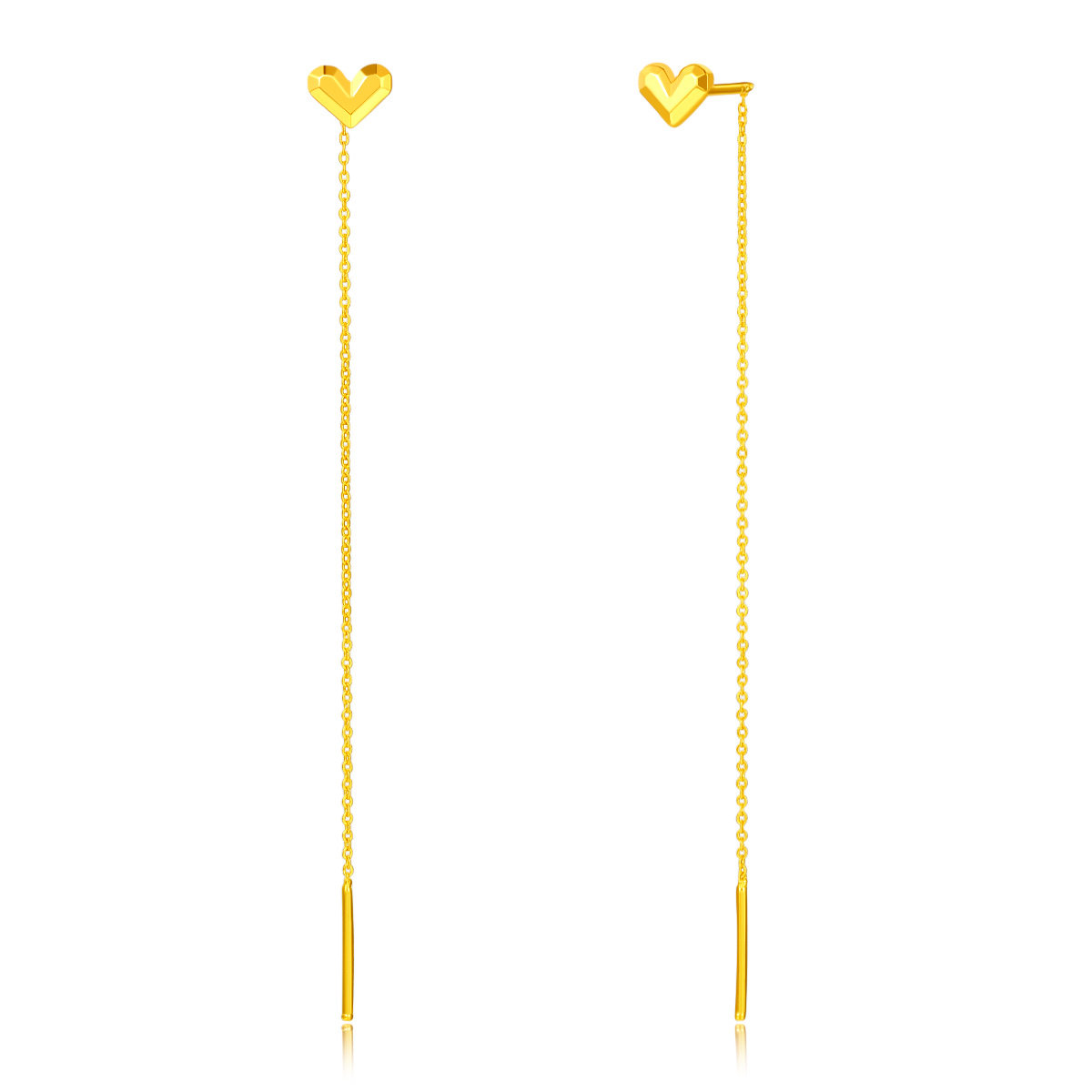 【梦金园】亿纯99999足金时尚百搭可爱七夕礼物心形耳线