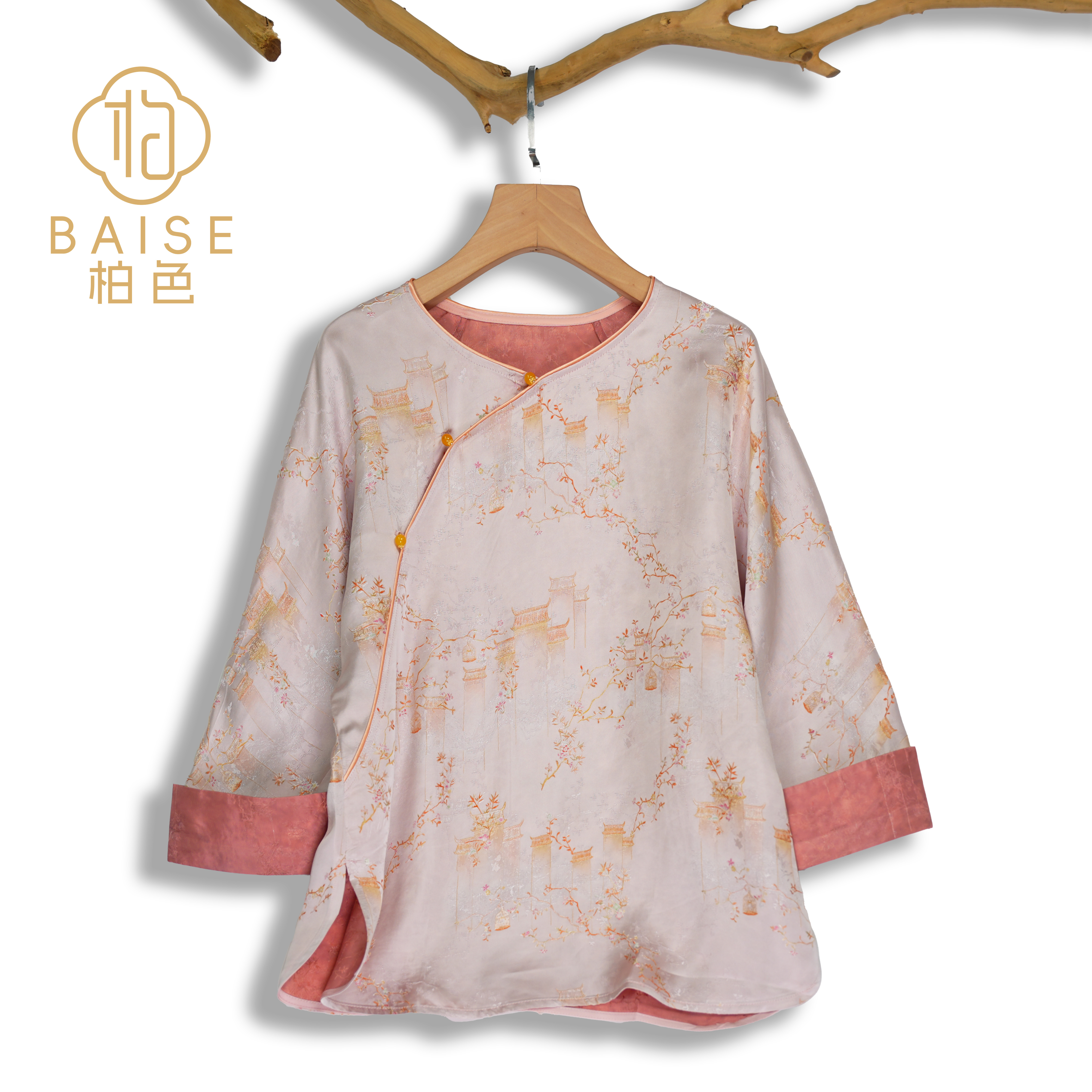 中式上衣复古斜襟传统亭台改良春季宽松气质上衣2625