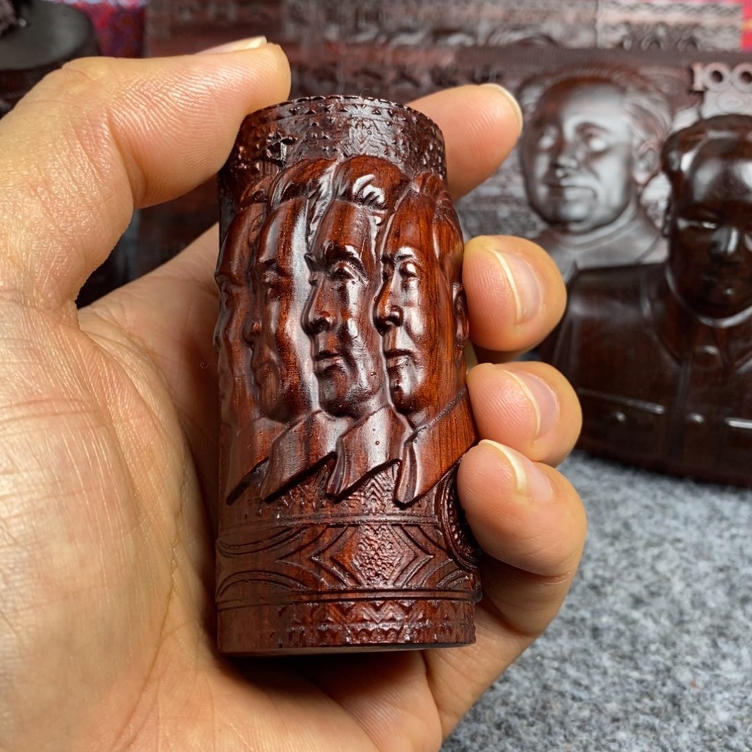 木紫檀木手中有钱手把件4个头