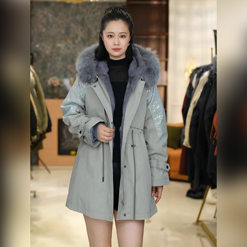 锦鲤【 毛袖3穿+毛袖】加厚皮草派克服2306