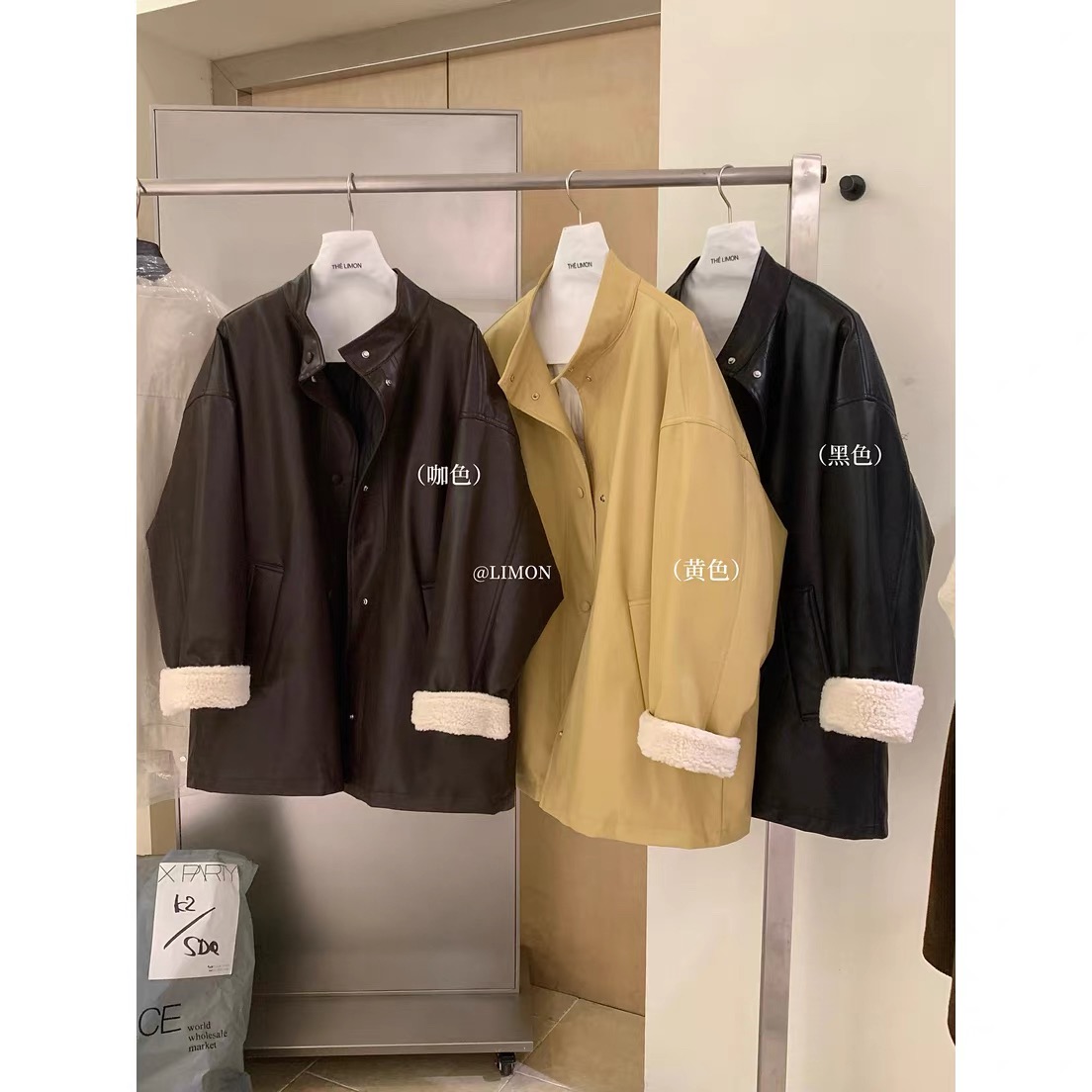 韩系棉服内胆加厚保暖皮衣女冬季高级感宽松毛毛袖拼接pu皮外套