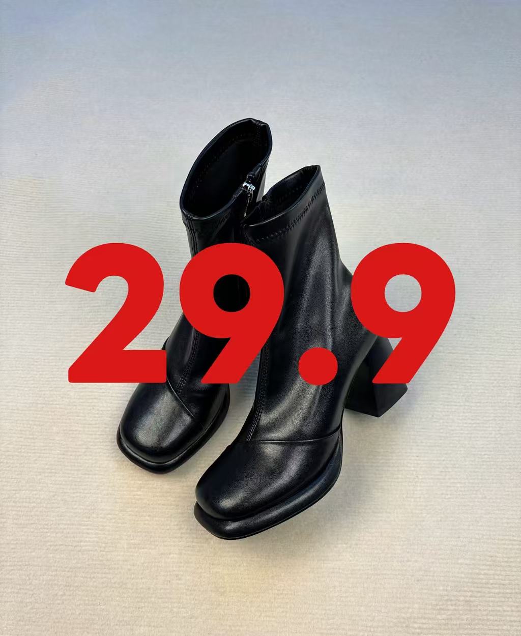 【直播专用】方头瘦瘦靴靴女鞋侧拉链秋冬高筒漆皮冬季中筒高跟