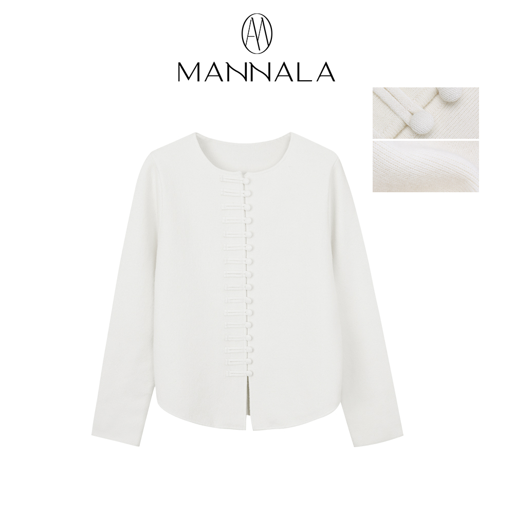 MANNALA丨“素白”温柔大姐姐羊绒羊毛盘扣高克重毛衣 Q4147