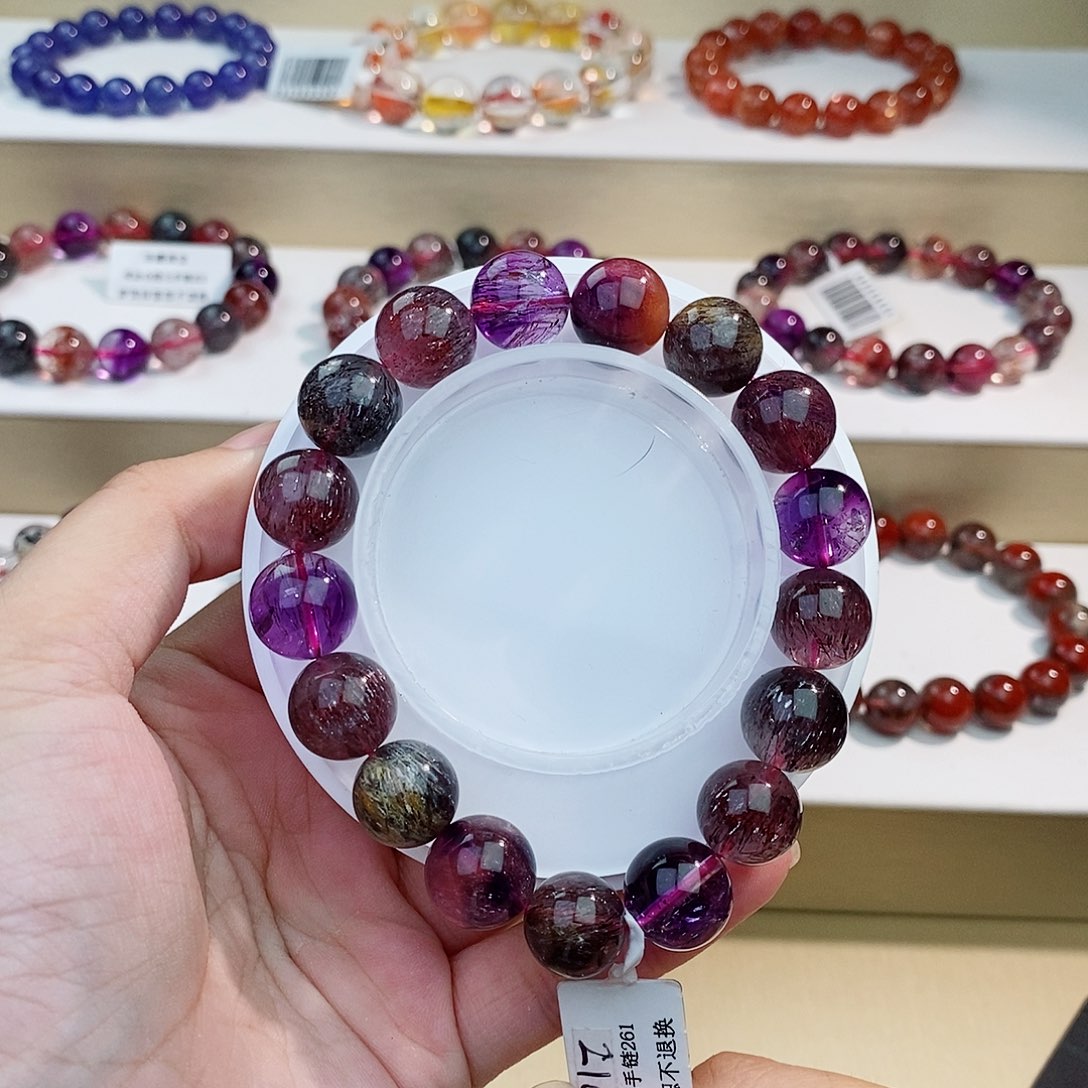 水晶手链未镶嵌黑加仑12