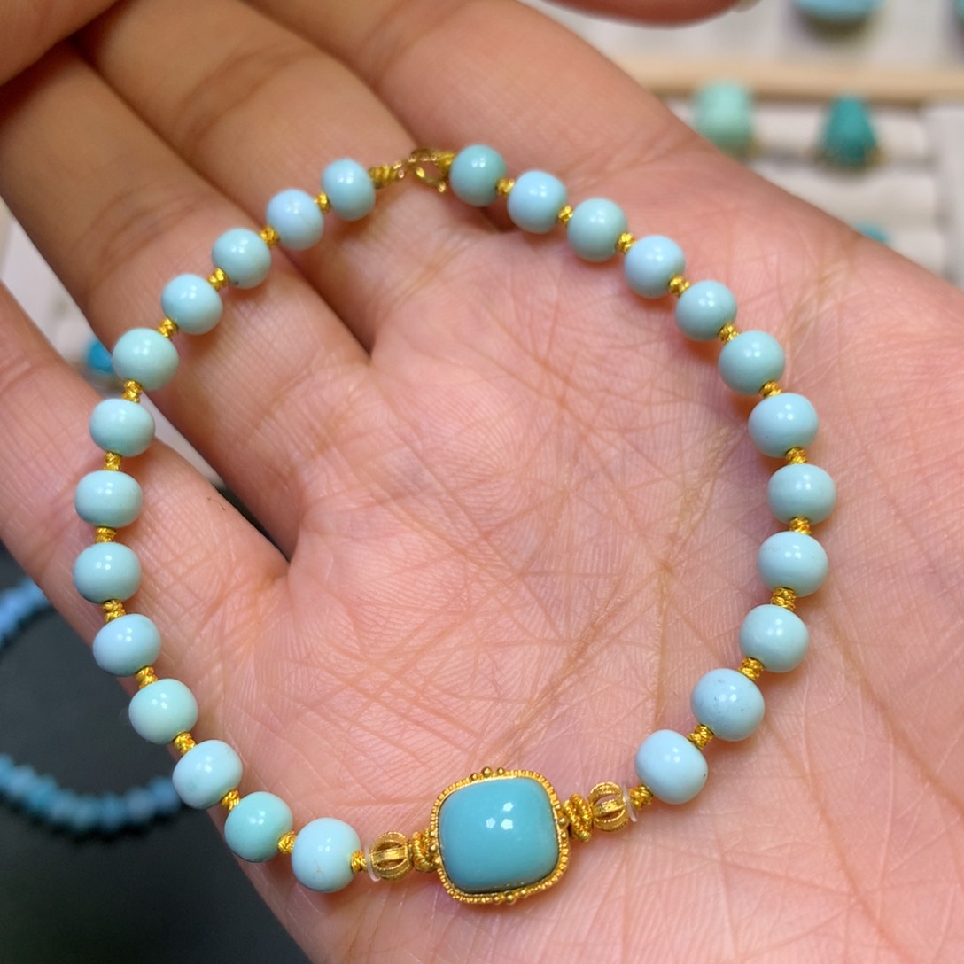 绿松石手串18K金镶嵌