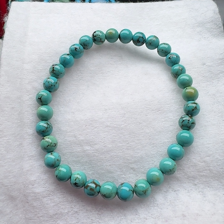 尺寸：6➕绿网花纹圆珠单圈手串