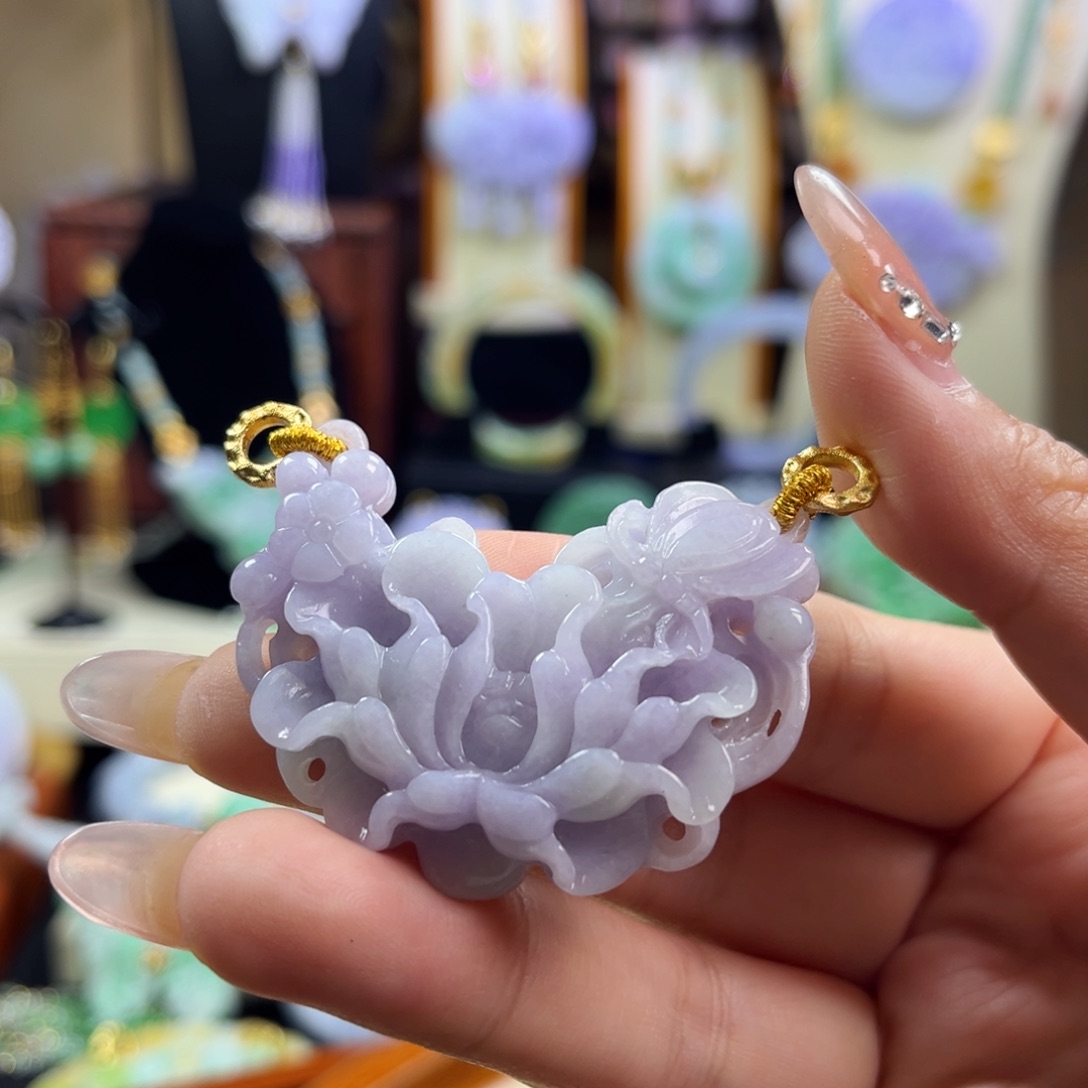 翡翠未镶嵌毛衣链紫