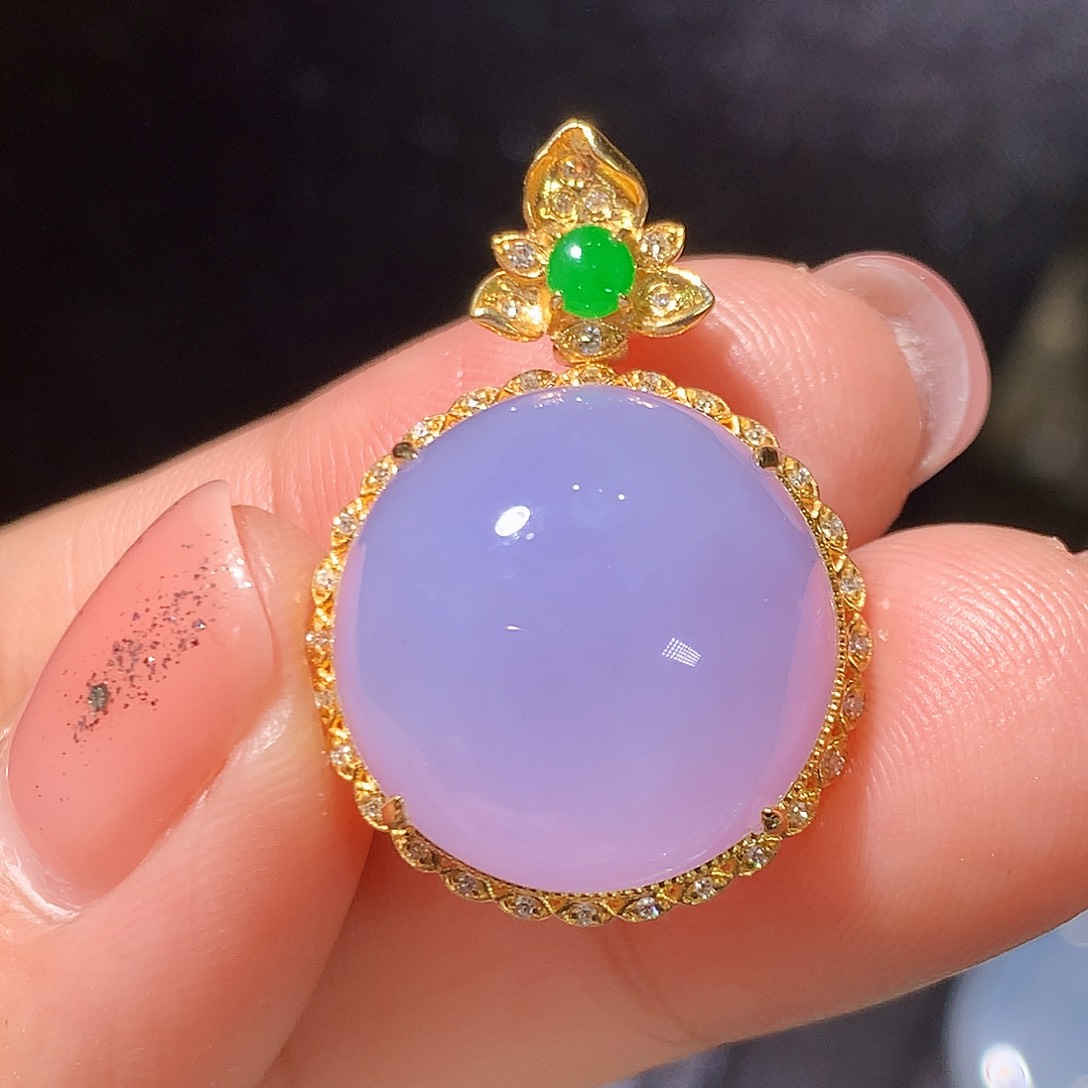 翡翠18K金镶嵌吊坠(不含链)