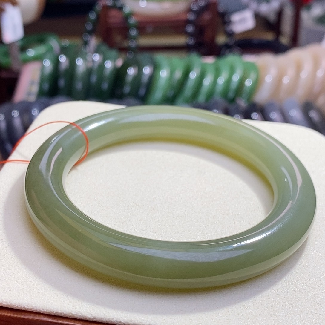 和田玉精品孤品老矿料手镯冰晴水浓晴56.5未镶嵌