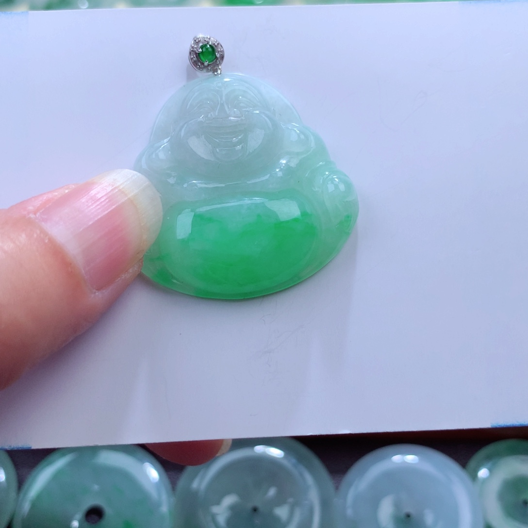翡翠吊坠(不含链)18K金镶嵌
