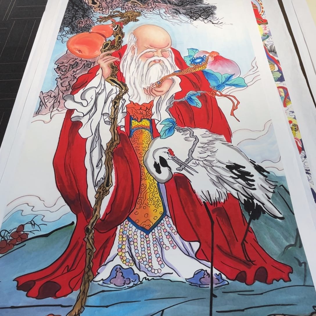 国画四尺整张寿星