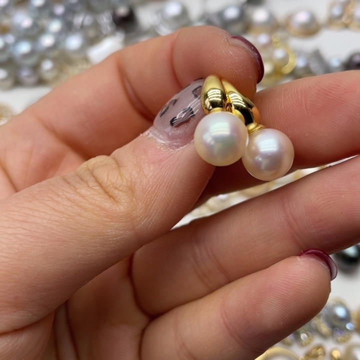 海水珍珠耳饰银S925镶嵌