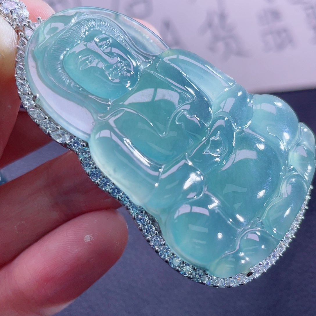 翡翠颈饰银S925镶嵌999999999