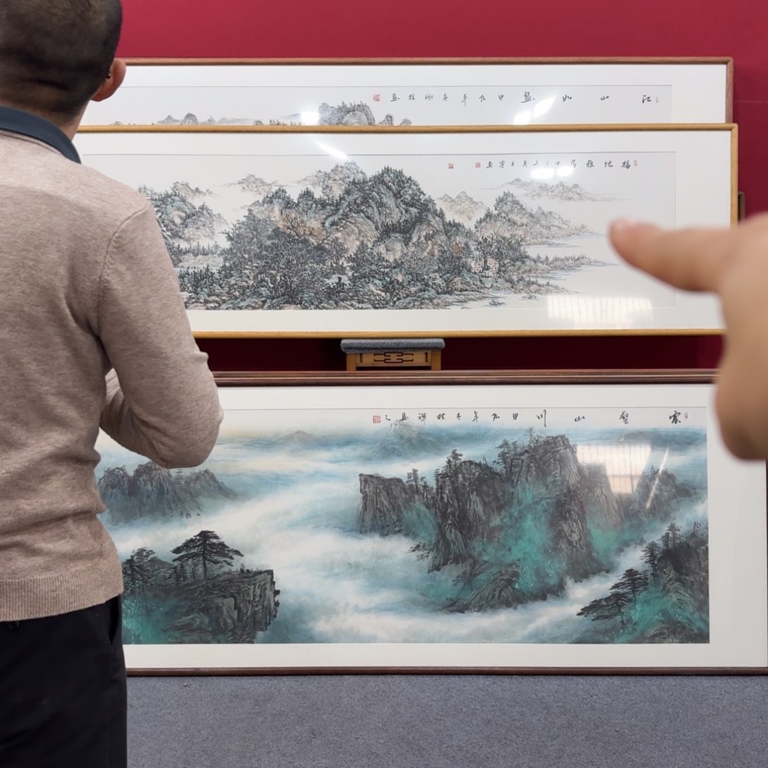 国画手绘作品带框210成60