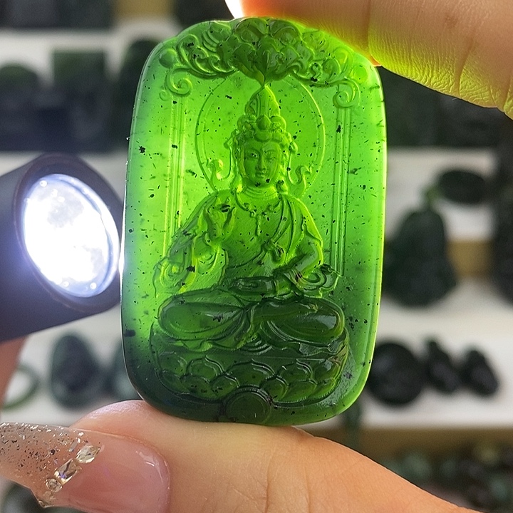 蛇纹石玉未镶嵌观音牌
