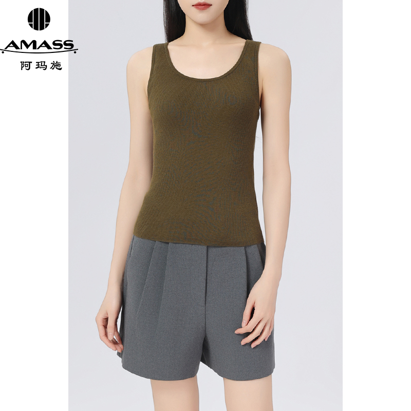 AMASS/阿玛施春夏新款基础百搭纯色美背修身针织圆领背心 5399650