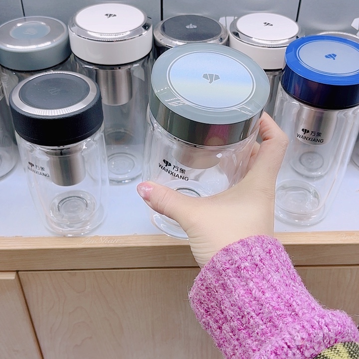 乐***万象品牌双层玻璃杯V183-360相思灰