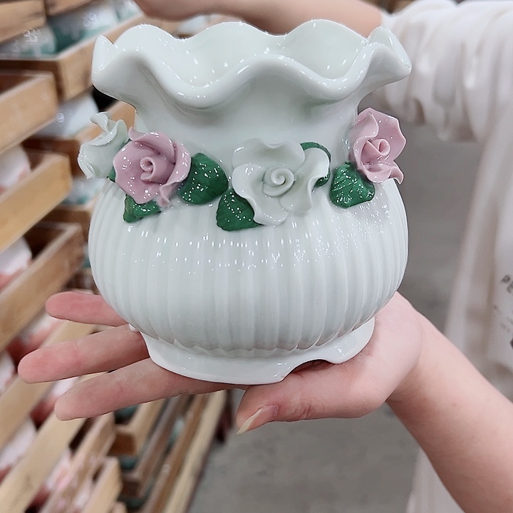 有孔.凑满10元发货多肉陶瓷花盆！