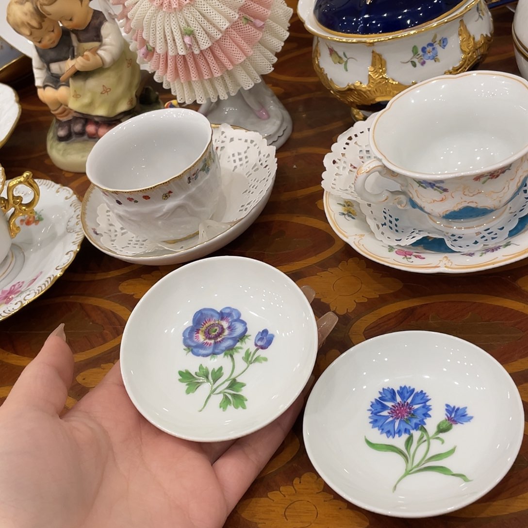 瓷片中古二等茶包碟一对