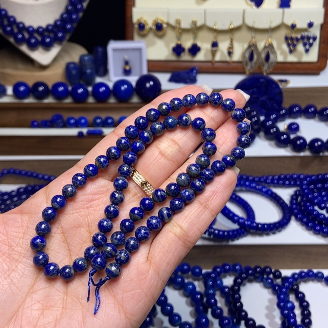 青金石未镶嵌特漏6mm长串 半成品 