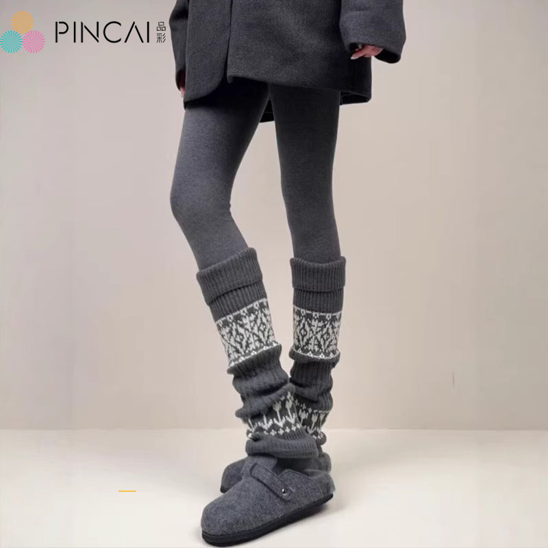 费尔岛袜套堆堆袜女秋冬配连裤袜加厚保暖羊毛腿套显瘦女生小腿袜