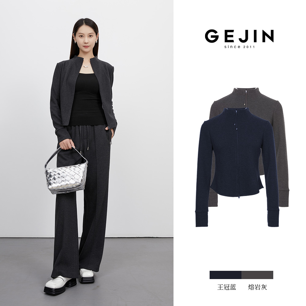 GEJIN/歌锦秋冬新款拉链立领气质休闲长袖女短外套9412572425