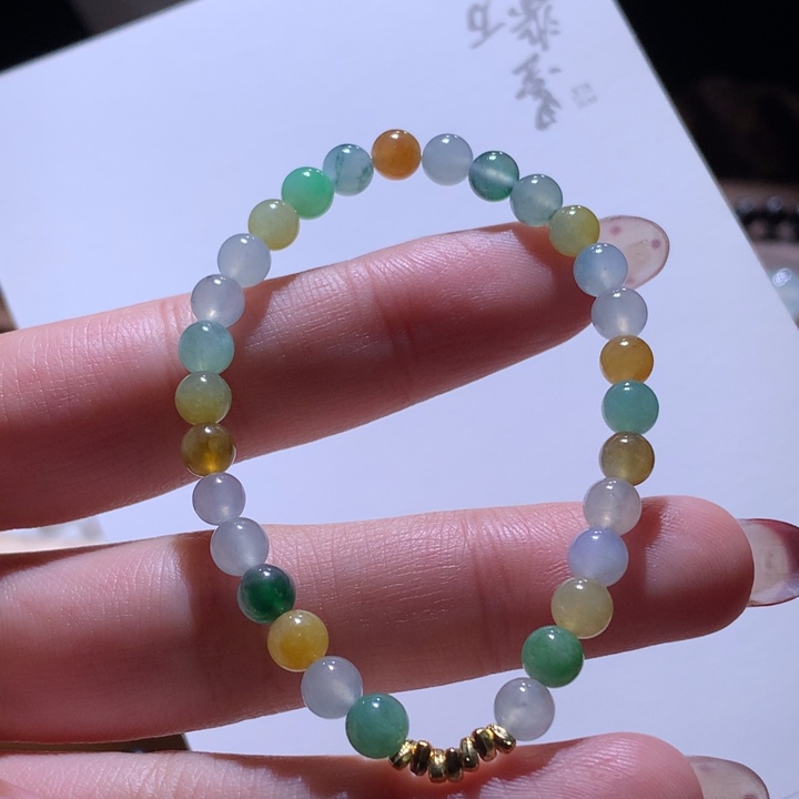 翡翠手串未镶嵌卡5浓系马卡龙