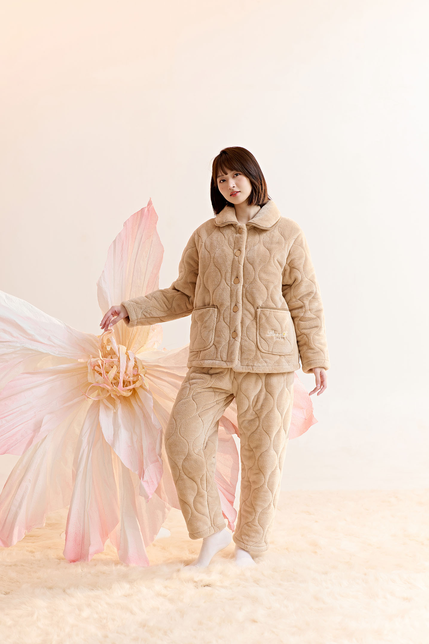 Fiarady/花丛丽影孤品捡漏34912099女夹棉家居服女士睡衣冬款套装