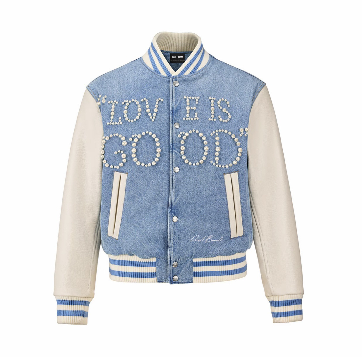 GOODloveisgood珍珠牛仔轻奢时尚感棒球夹克男女同款