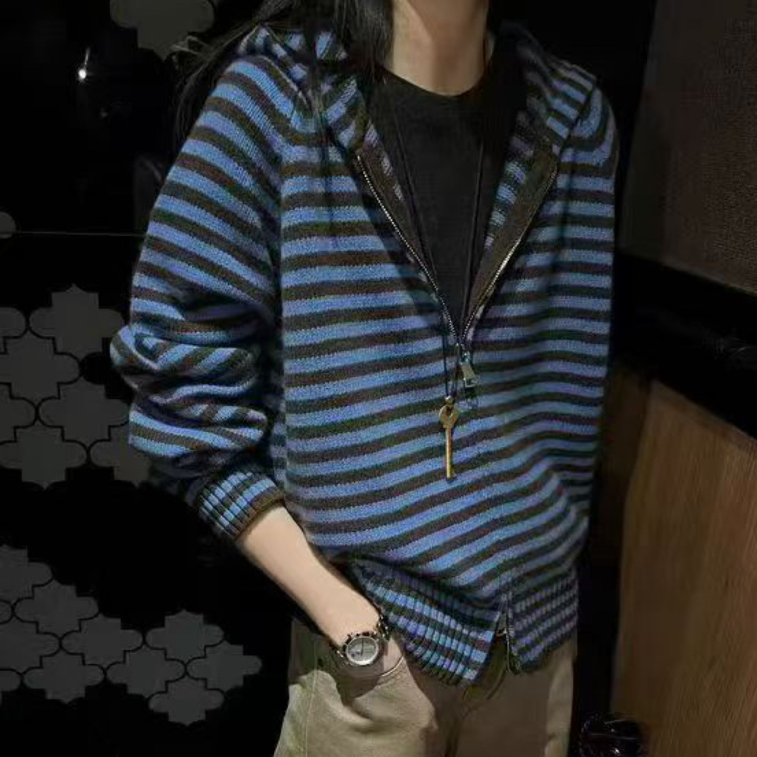 DD-67433连帽秋冬休闲百搭INS风毛衣外套