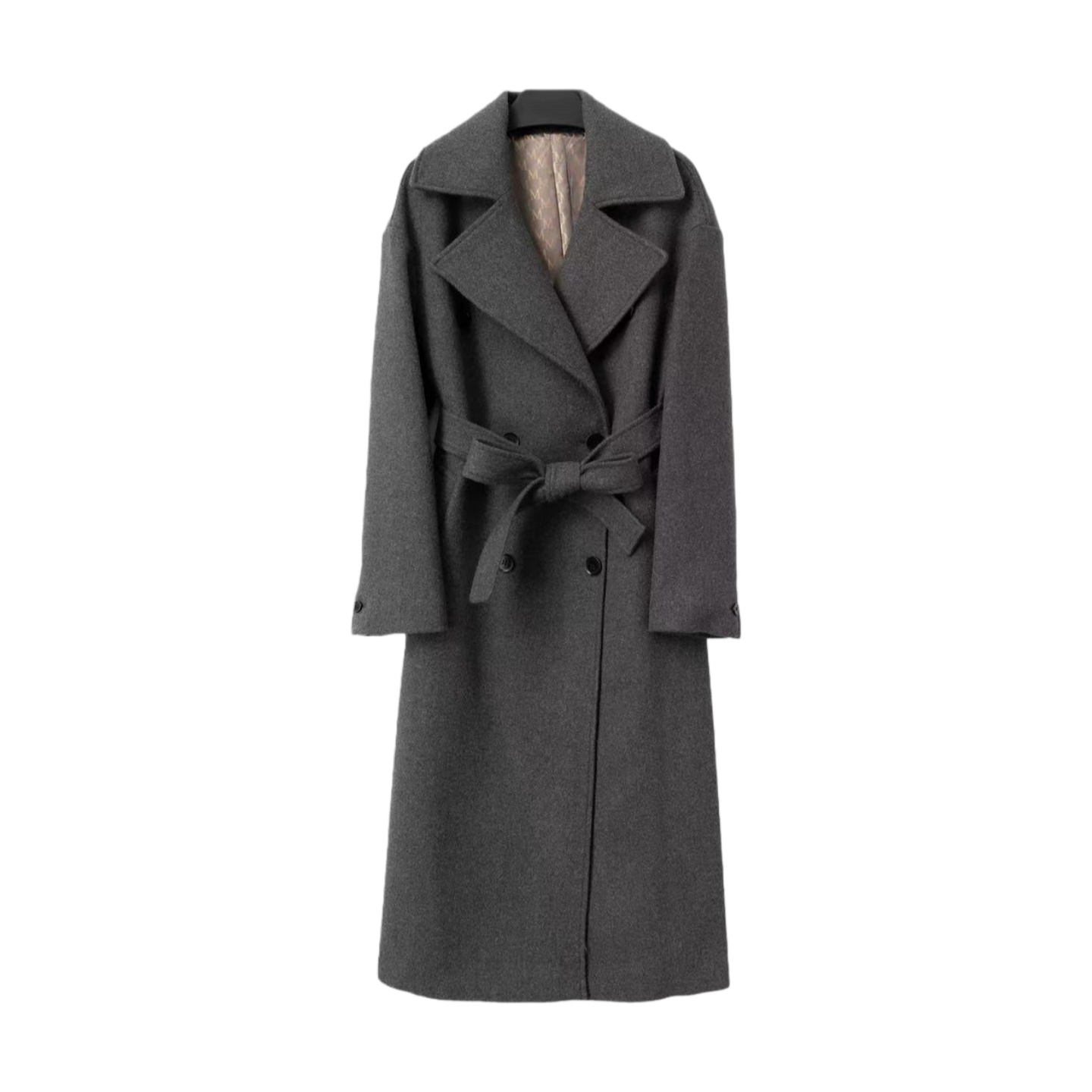 BY 1116秋冬新款经典英伦风翻领双排扣宽松毛呢外套