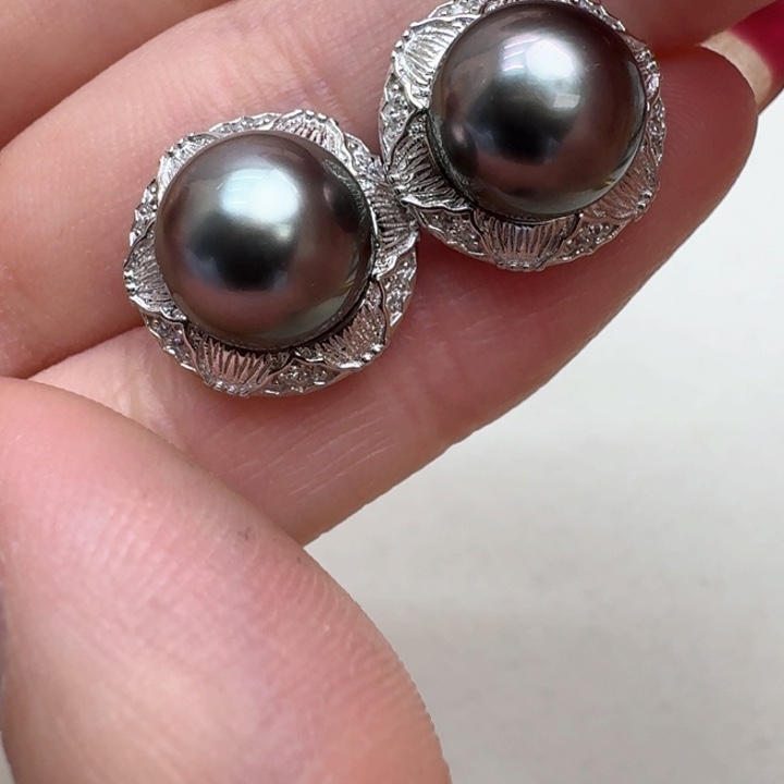 海水珍珠耳饰银S925镶嵌