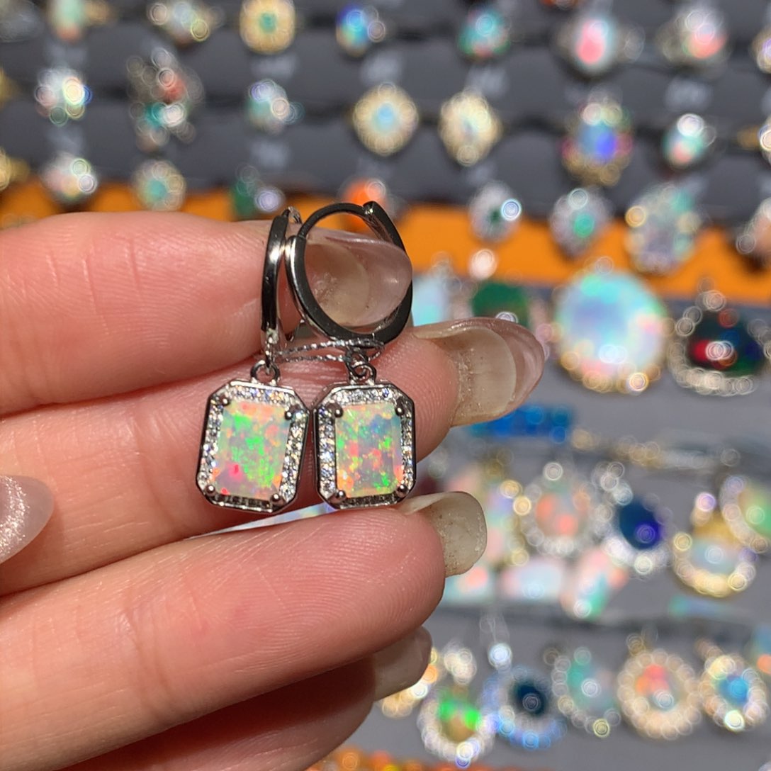 欧泊银S925镶嵌福利耳扣