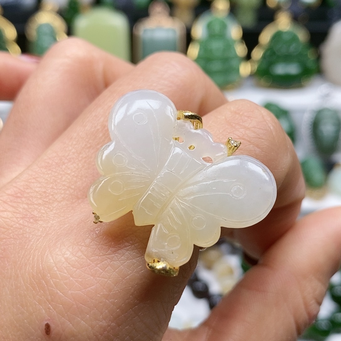 和田玉颈饰银S925镶嵌