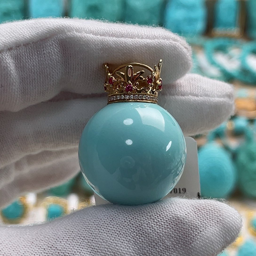 绿松石珠宝奇石18K金镶嵌