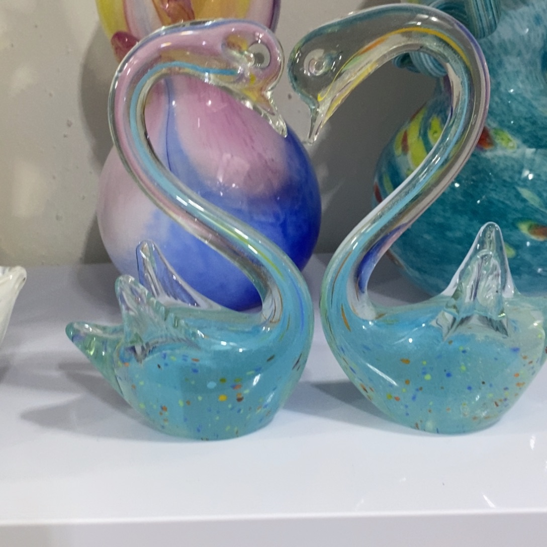 六***顺琉璃夜光小天鹅一对