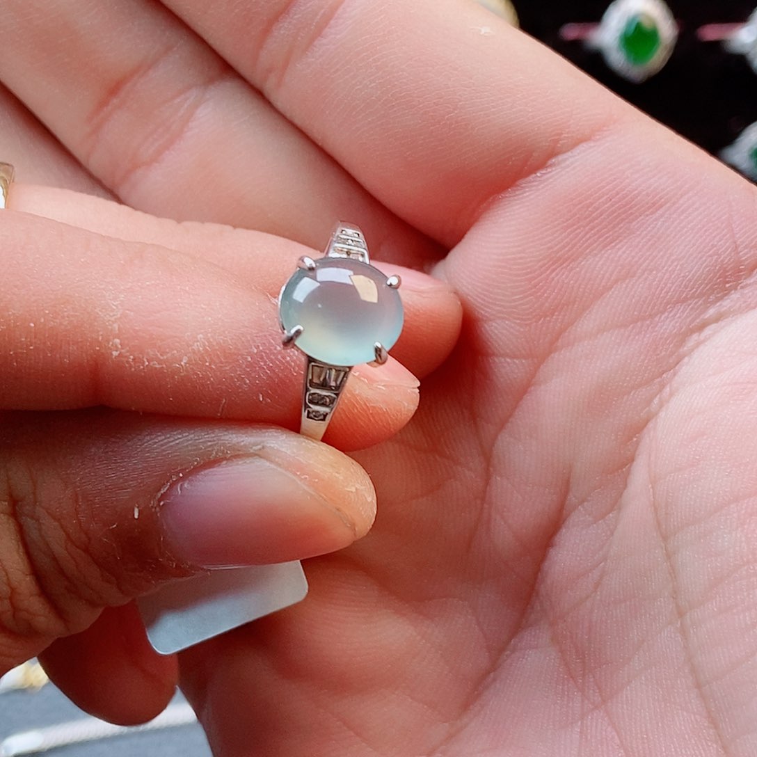 翡翠戒指银S925镶嵌678789