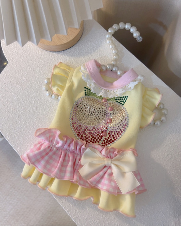 渐变烫钻水蜜桃裙子宠物衣服|小饼干手作