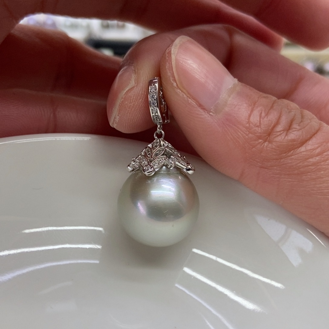 海水珍珠吊坠(不含链)银S925镶嵌