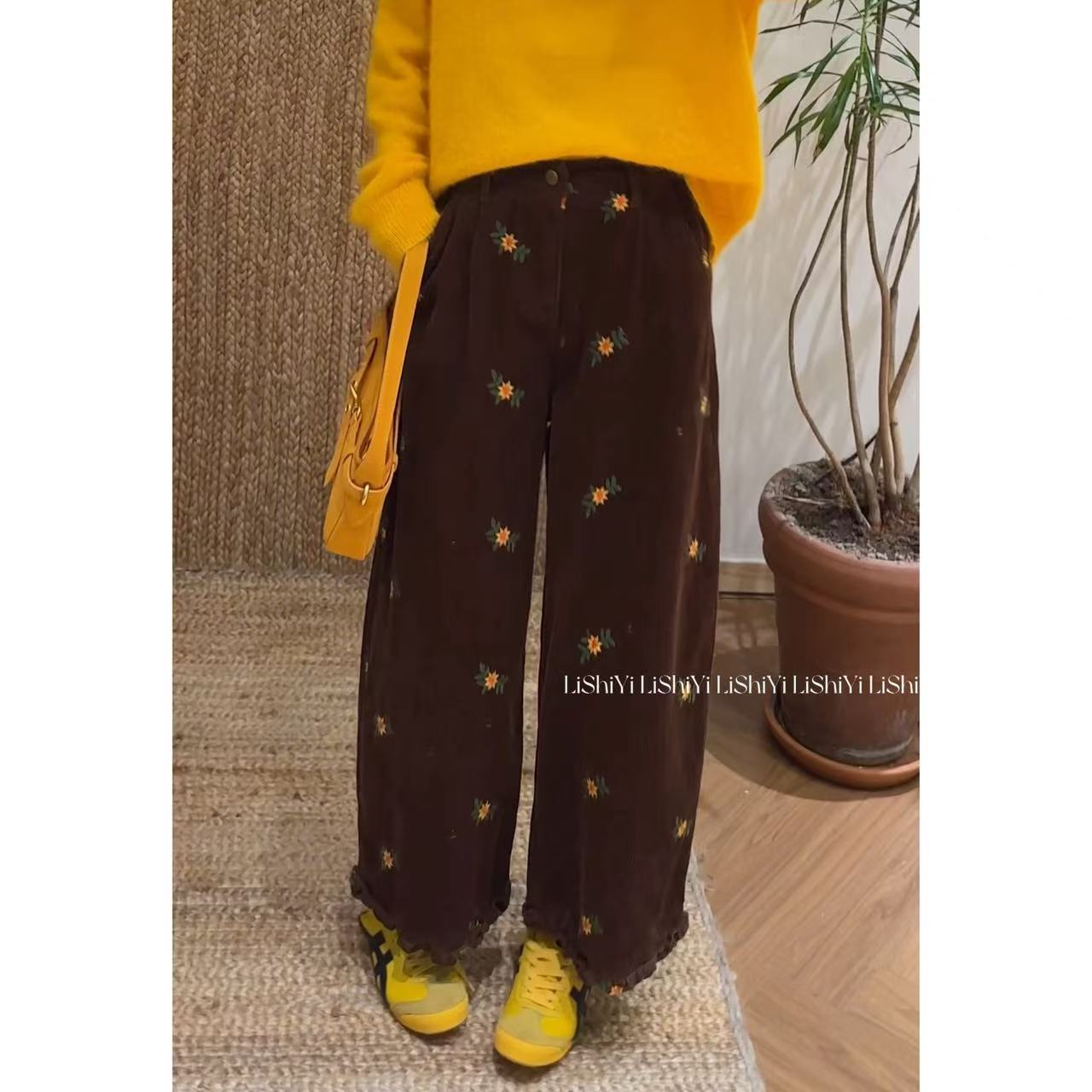 SanJun高端定制高腰直筒印花宽松阔腿裤 MM 33613