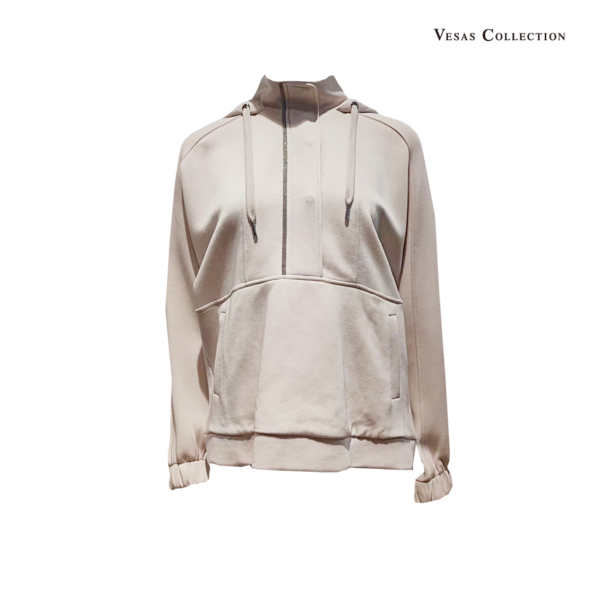 vesas collection唯尚女装宽松套头帽衫连帽针织衫宽松K0536