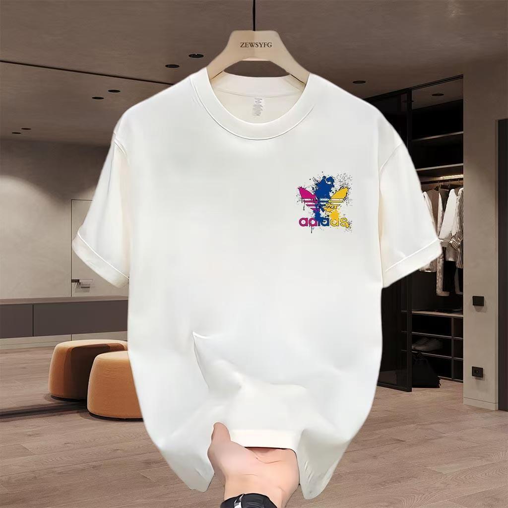 夏季纯棉短袖时尚宽松男士情侣运动圆领韩版ins