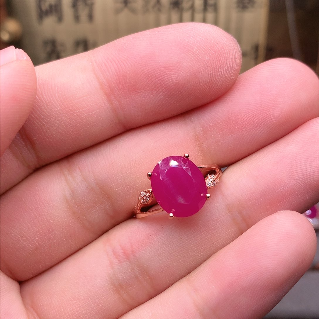 红宝石戒指银S925镶嵌